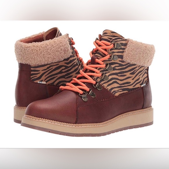 ‘TOMS’ Mesa Zebra Waterproof Lace-Up Boots | Size: 9 US Women’s - Picture 13 of 13